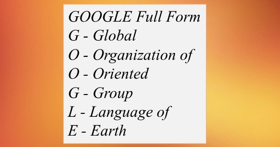 GOOGLE Full Form What Is The Full Form Of GOOGLE 